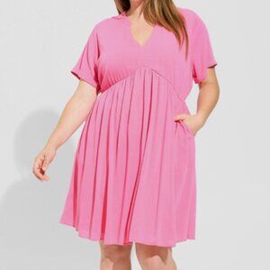 Torrid Pink Gauze Tunic Dress Size 1 (14/16) Hi Low Waist Pockets